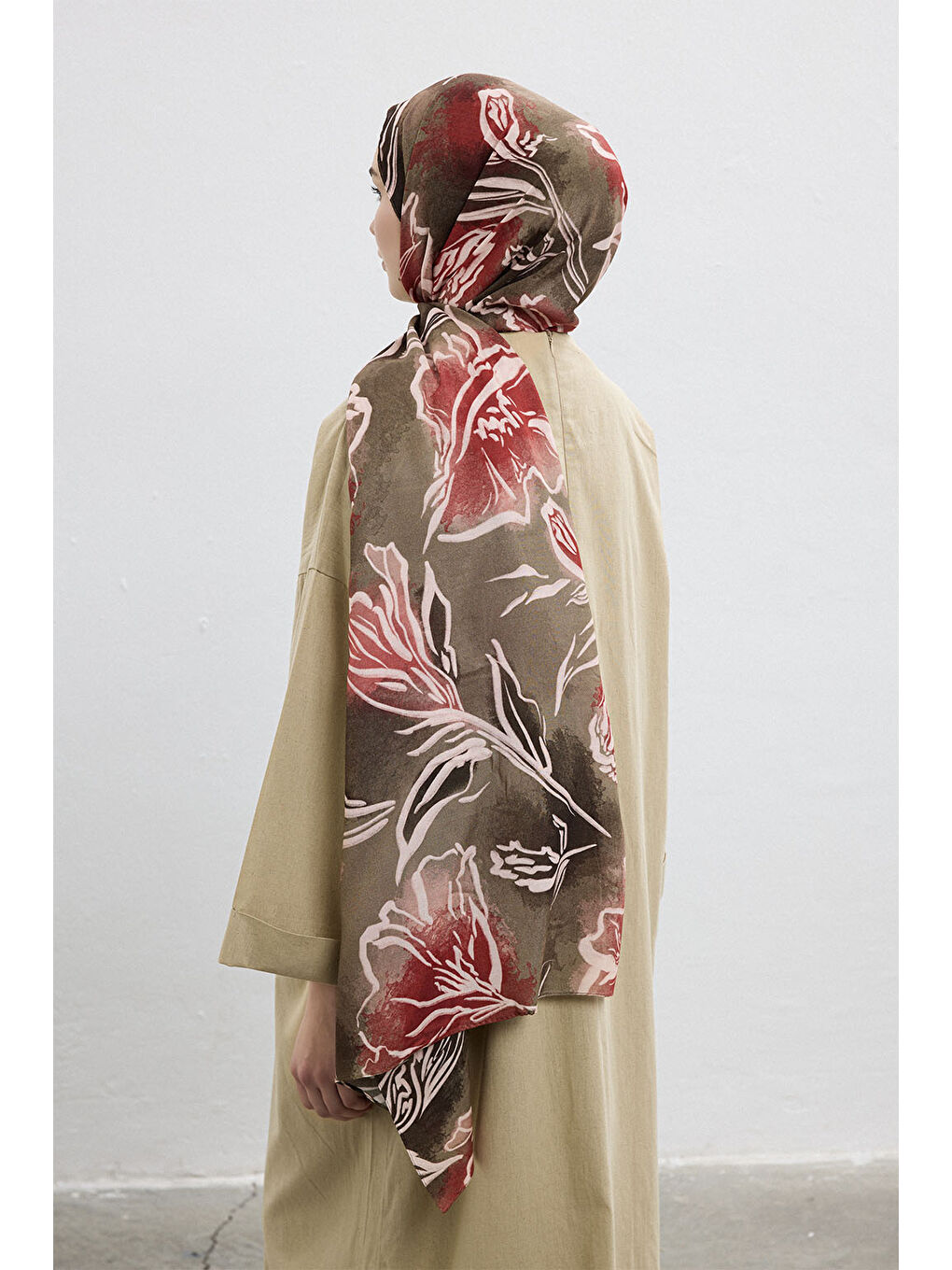 Modal Brush Şal Flower Garden Haki-3
