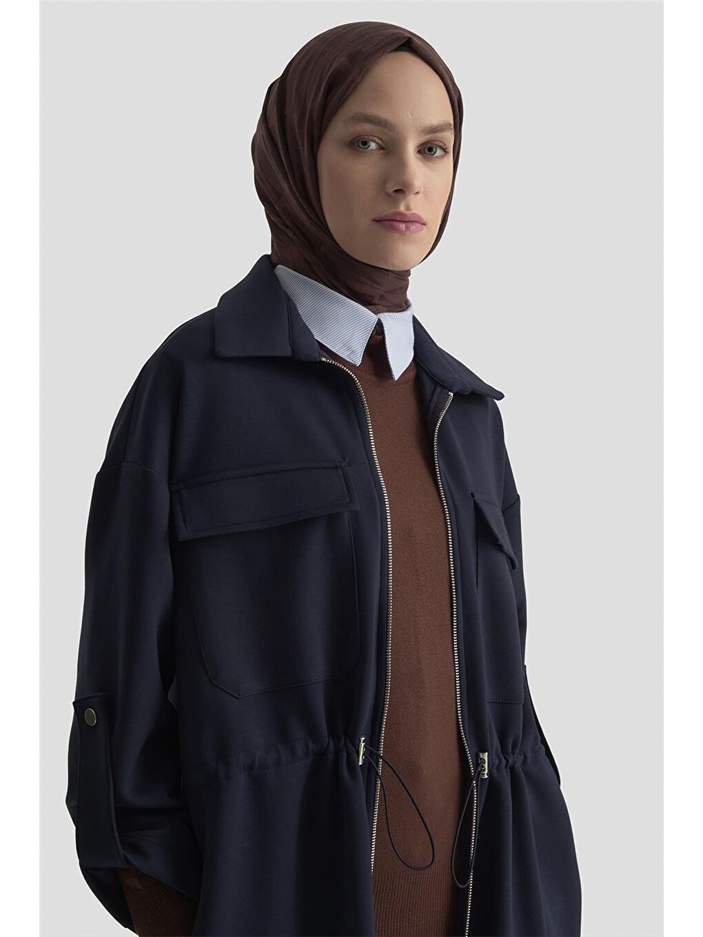 Beli Büzgülü Örme Giyçık 25Kd1504 Lacivert-2