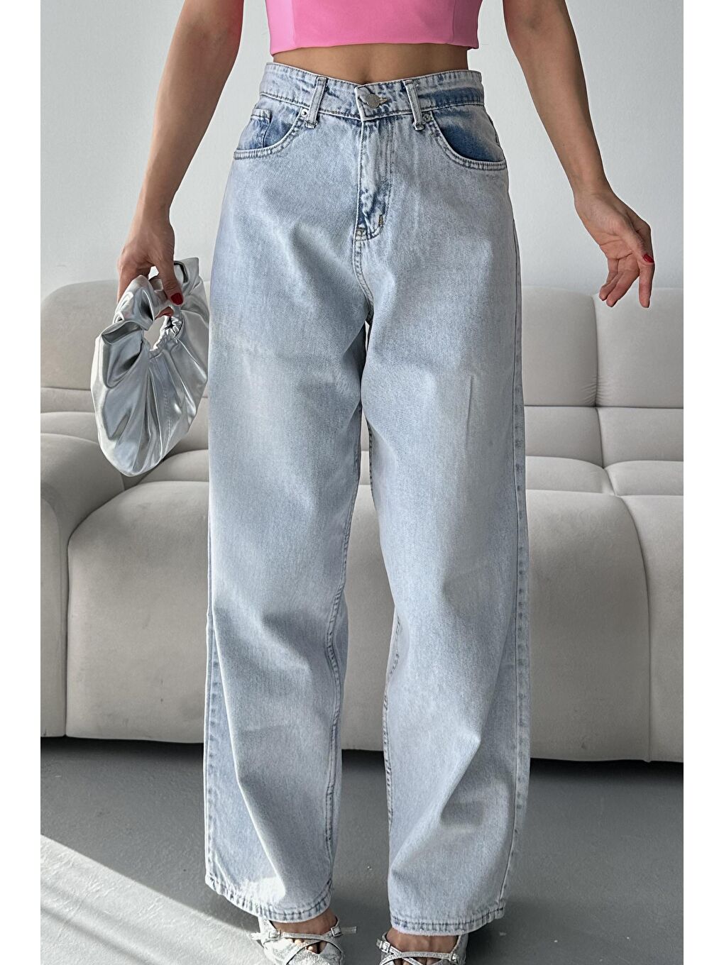 Bıyık Baggy Jean Pantolon Buz Mavi - 27268-2