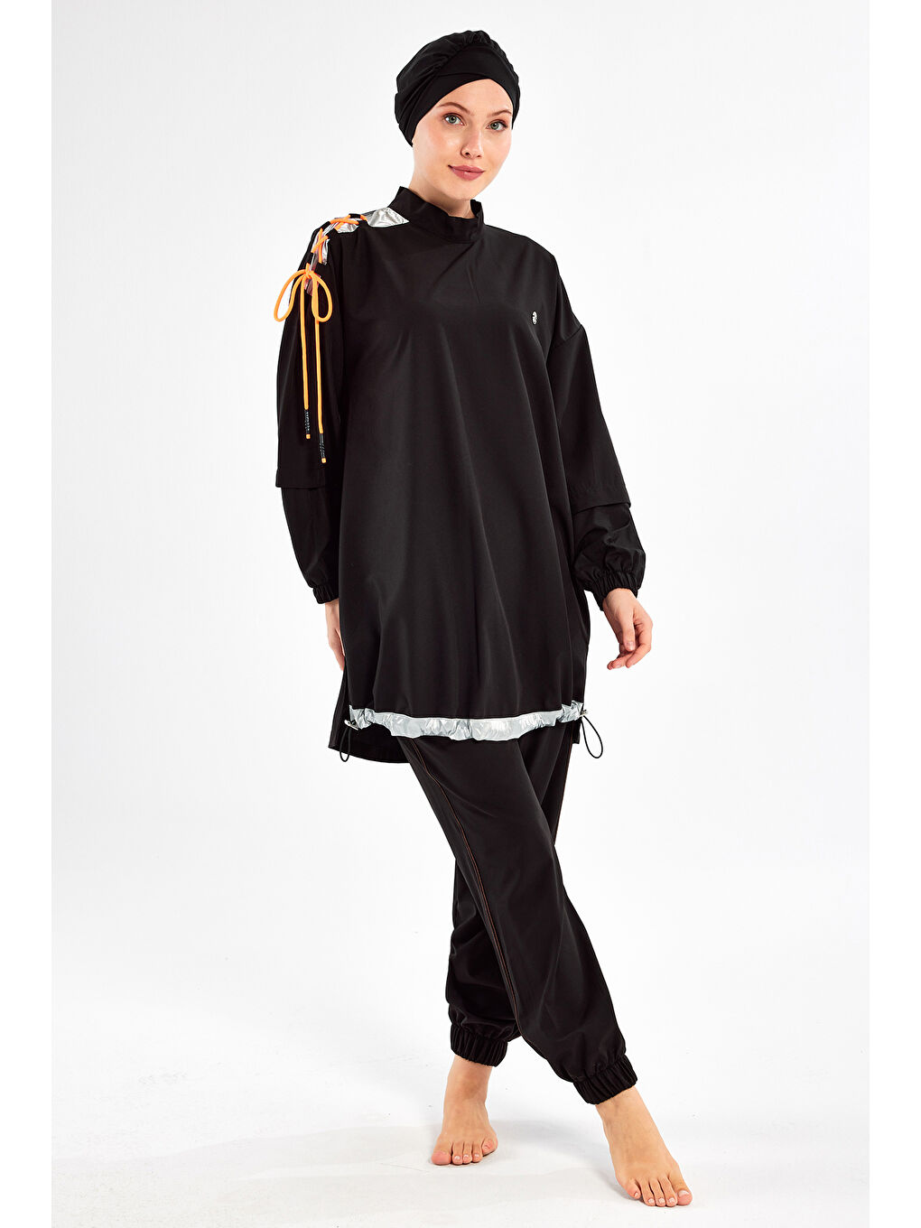 Spor Elastan Tam Kapalı Tesettür Mayo Kimber 1202 Siyah-1