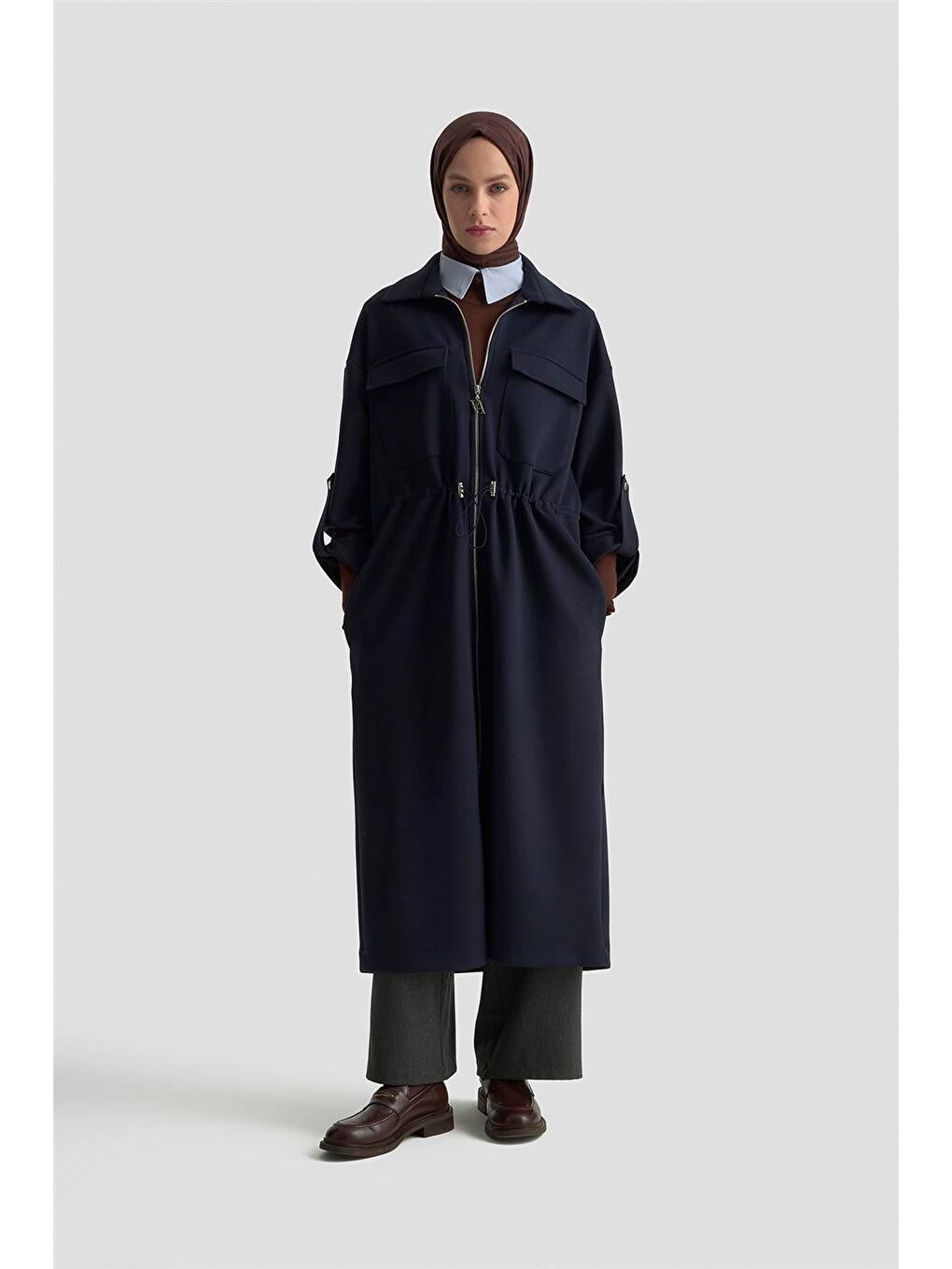 Beli Büzgülü Örme Giyçık 25Kd1504 Lacivert-3