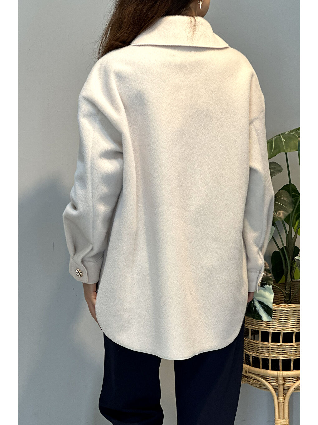 Cep ve Düğme Detaylı Ceket 35851 Ekru-2
