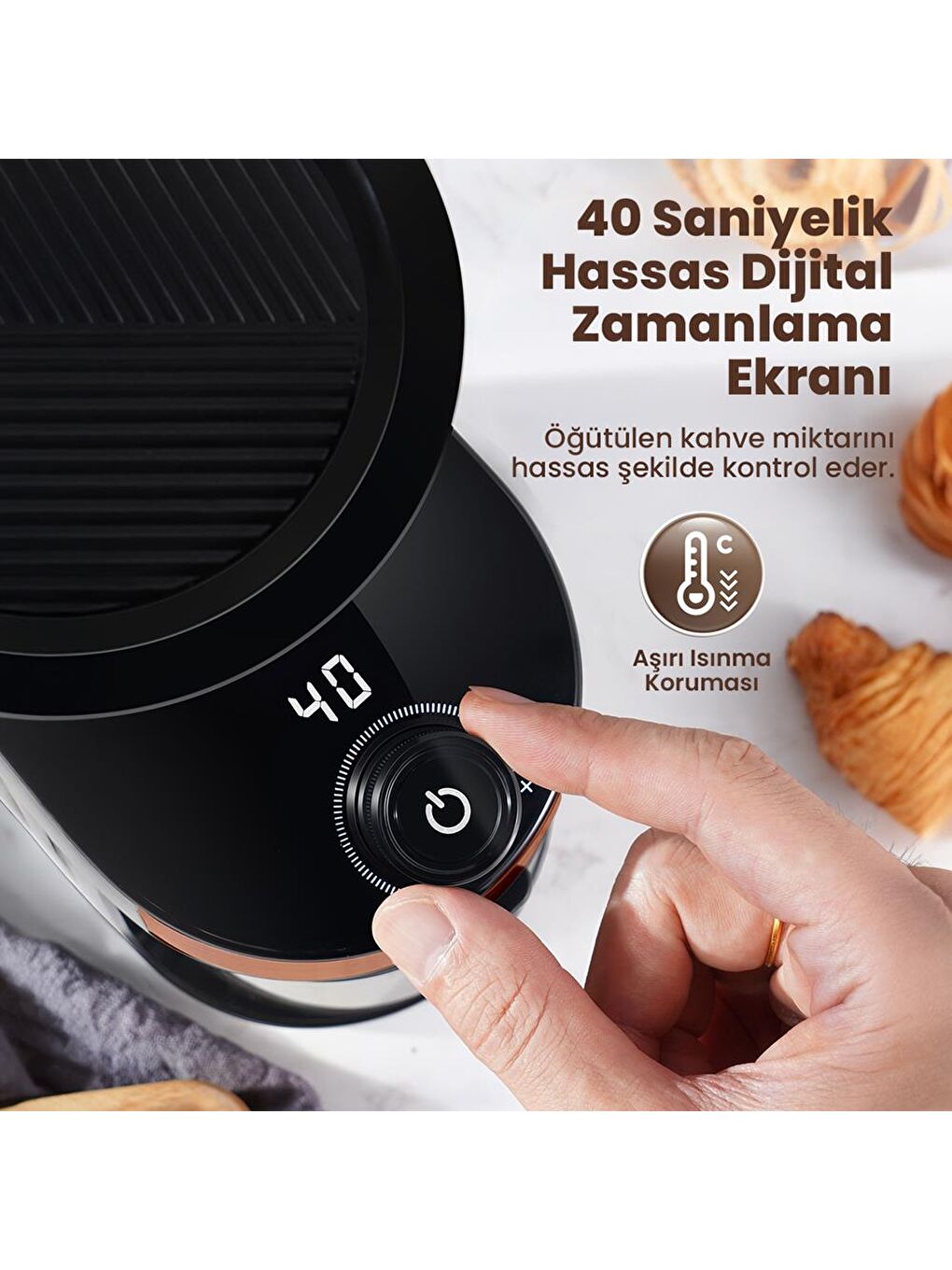 SH25836B Dijital Zamanlayıcılı 25 Öğütme Ayarlı Elektrikli Kahve Öğütücü-1