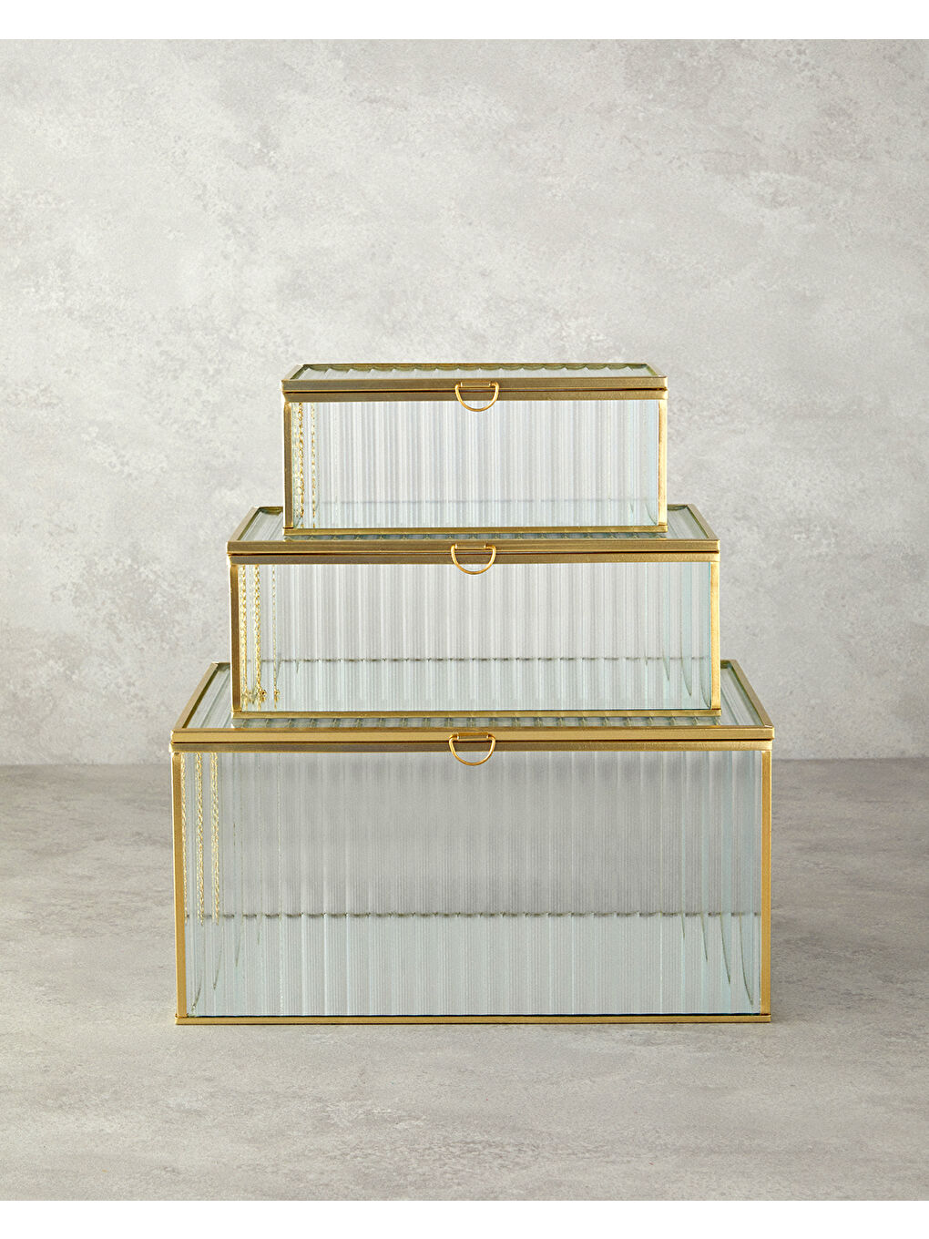 Sarı Luury Cam Dekoratif Kutu Gold-3