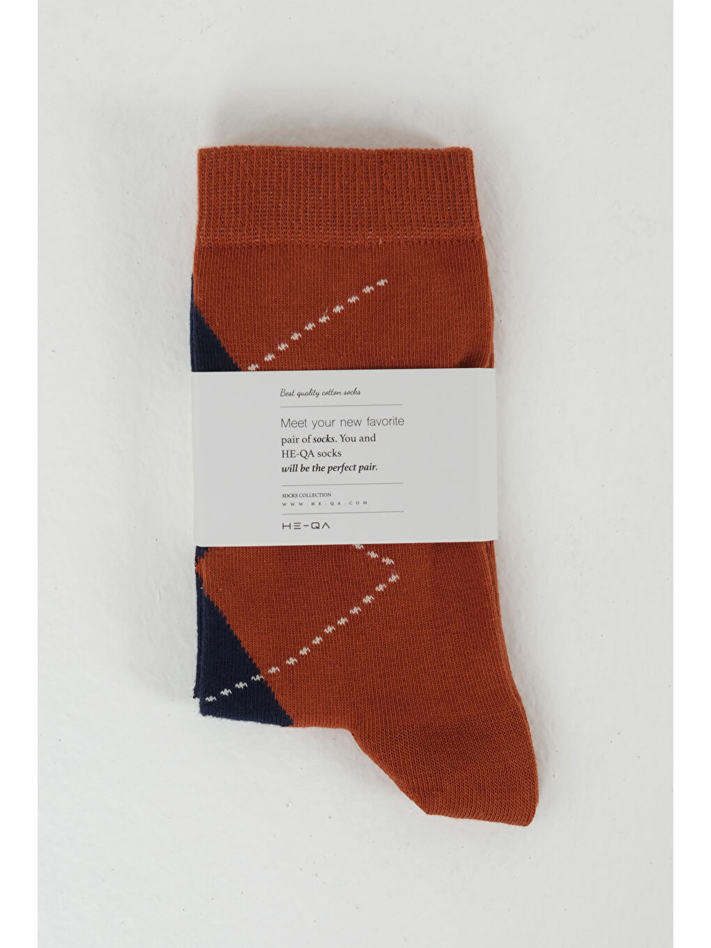 Baklava Desen Soket Çorap Kiremit-Lacivert-2