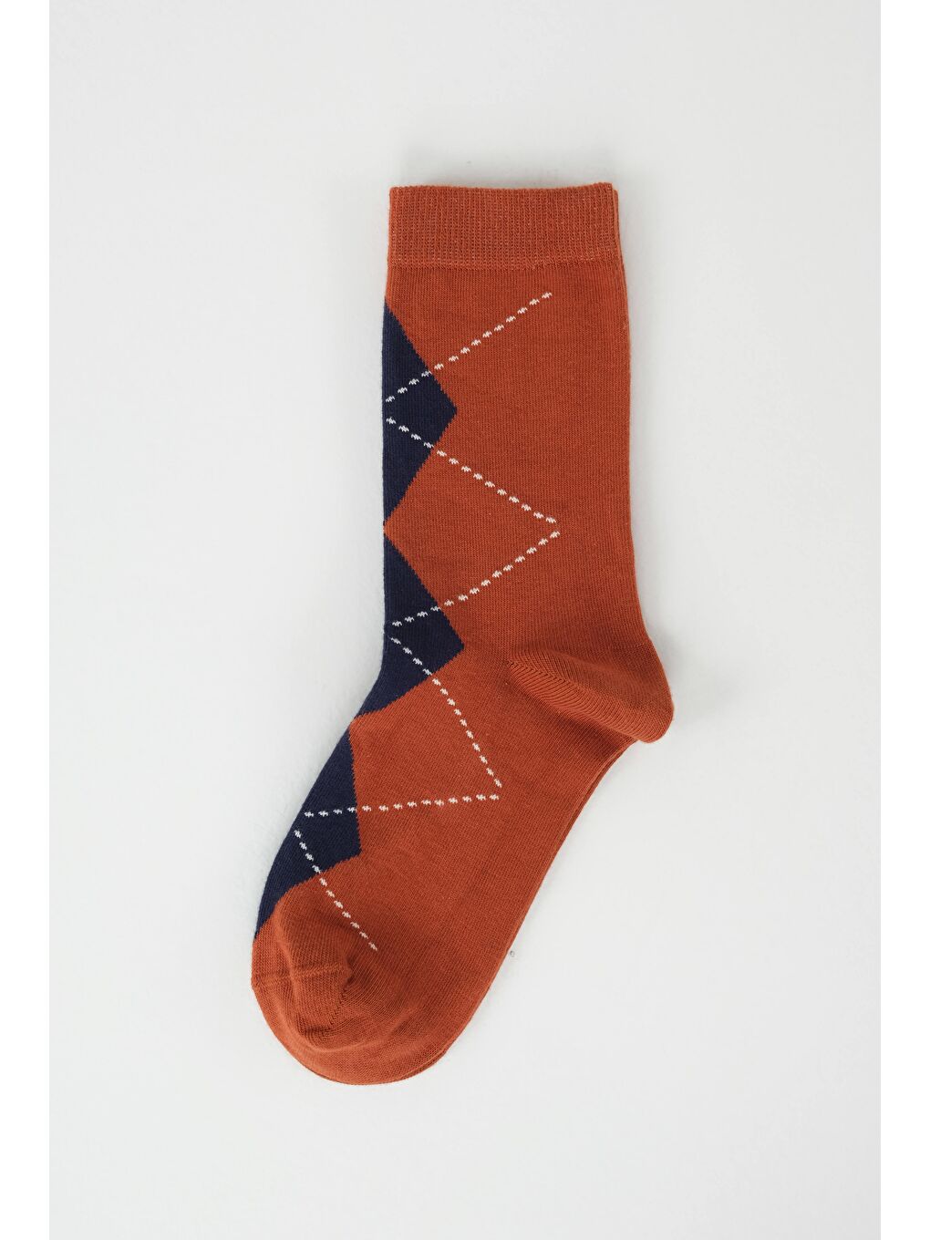 Baklava Desen Soket Çorap Kiremit-Lacivert-3