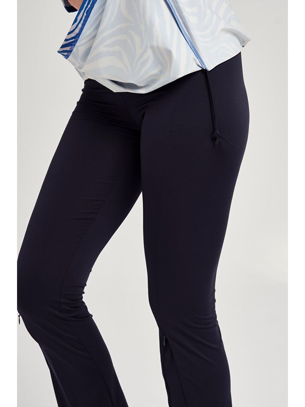 Çizgi Desenli Elastanlı Mavi 5 Parça Tam Tesettür Mayo Takımı 3160-3