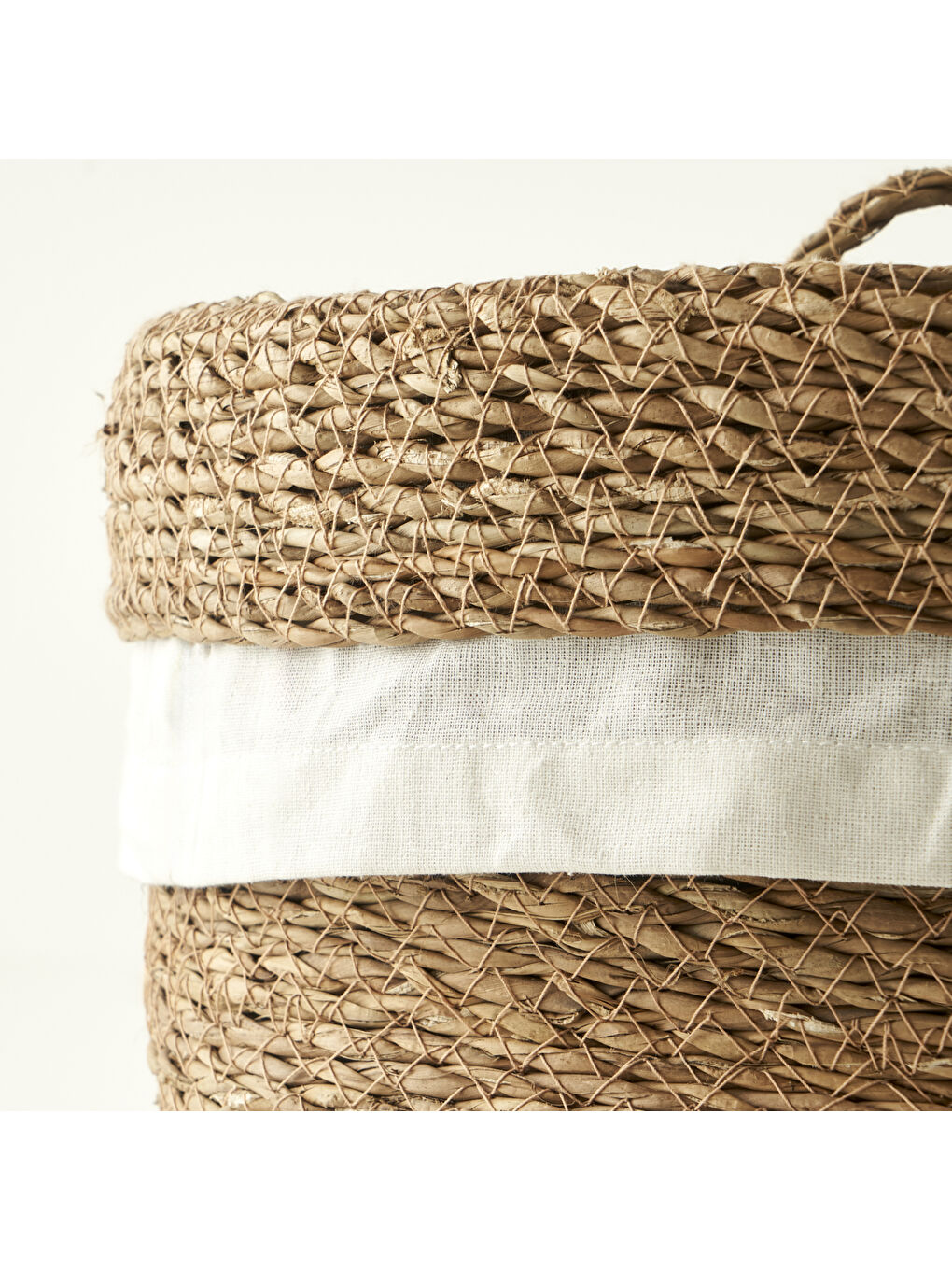 Bej Loess Bezli Hasır Sepet Naturel (26x20 cm)-1