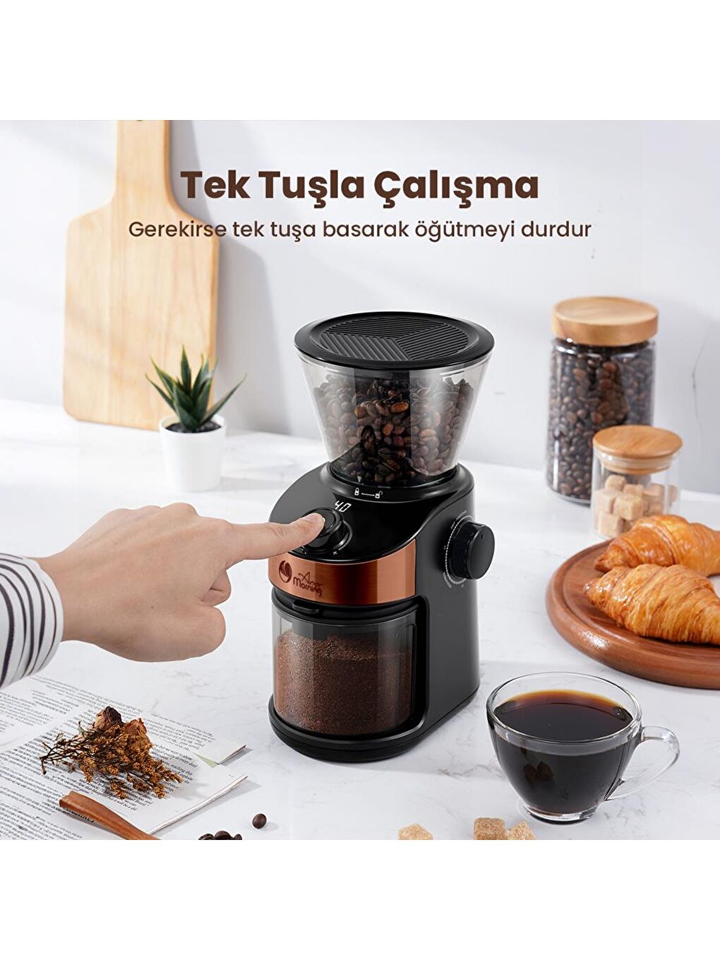 SH25836B Dijital Zamanlayıcılı 25 Öğütme Ayarlı Elektrikli Kahve Öğütücü-4