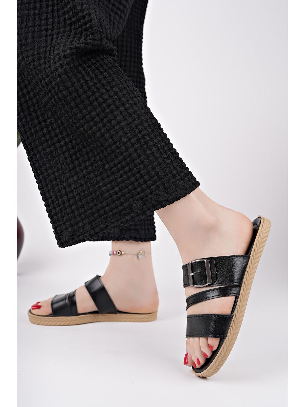 Siyah HELENA Kadın Terlik Dış Mekan ve Ev Terliği-3