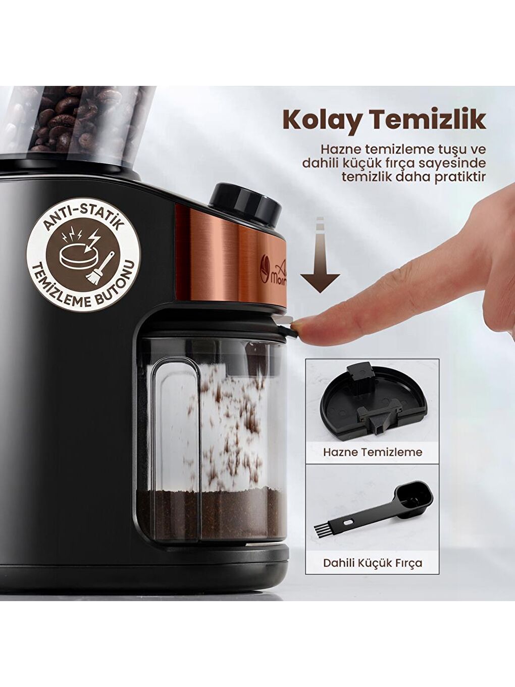 SH25836B Dijital Zamanlayıcılı 25 Öğütme Ayarlı Elektrikli Kahve Öğütücü-5