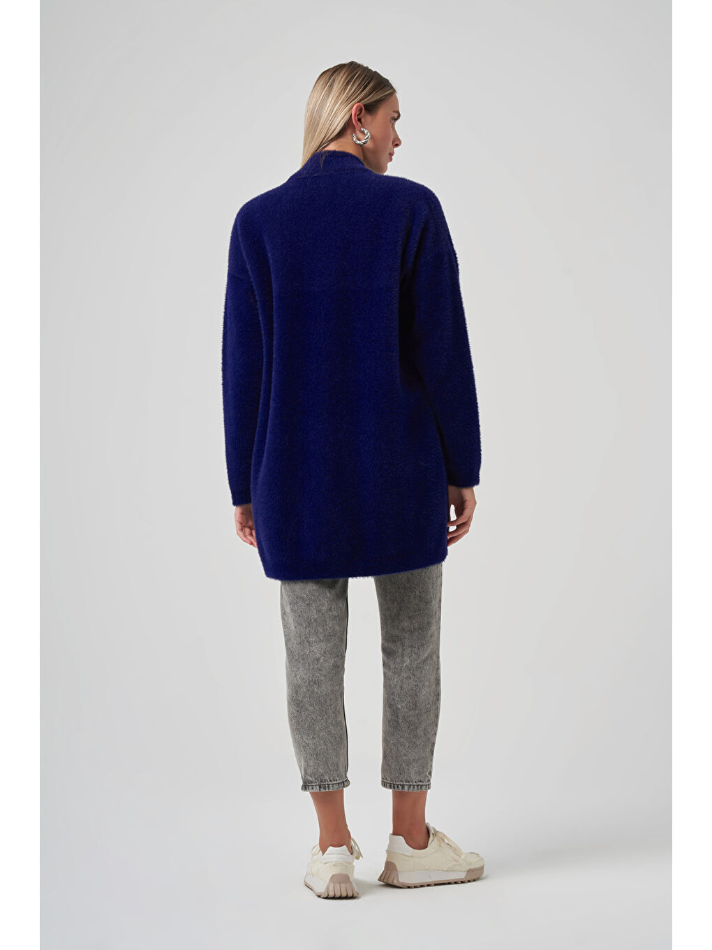 Mavi Nakış İşleme Detay Hırka 7007 Saks-2