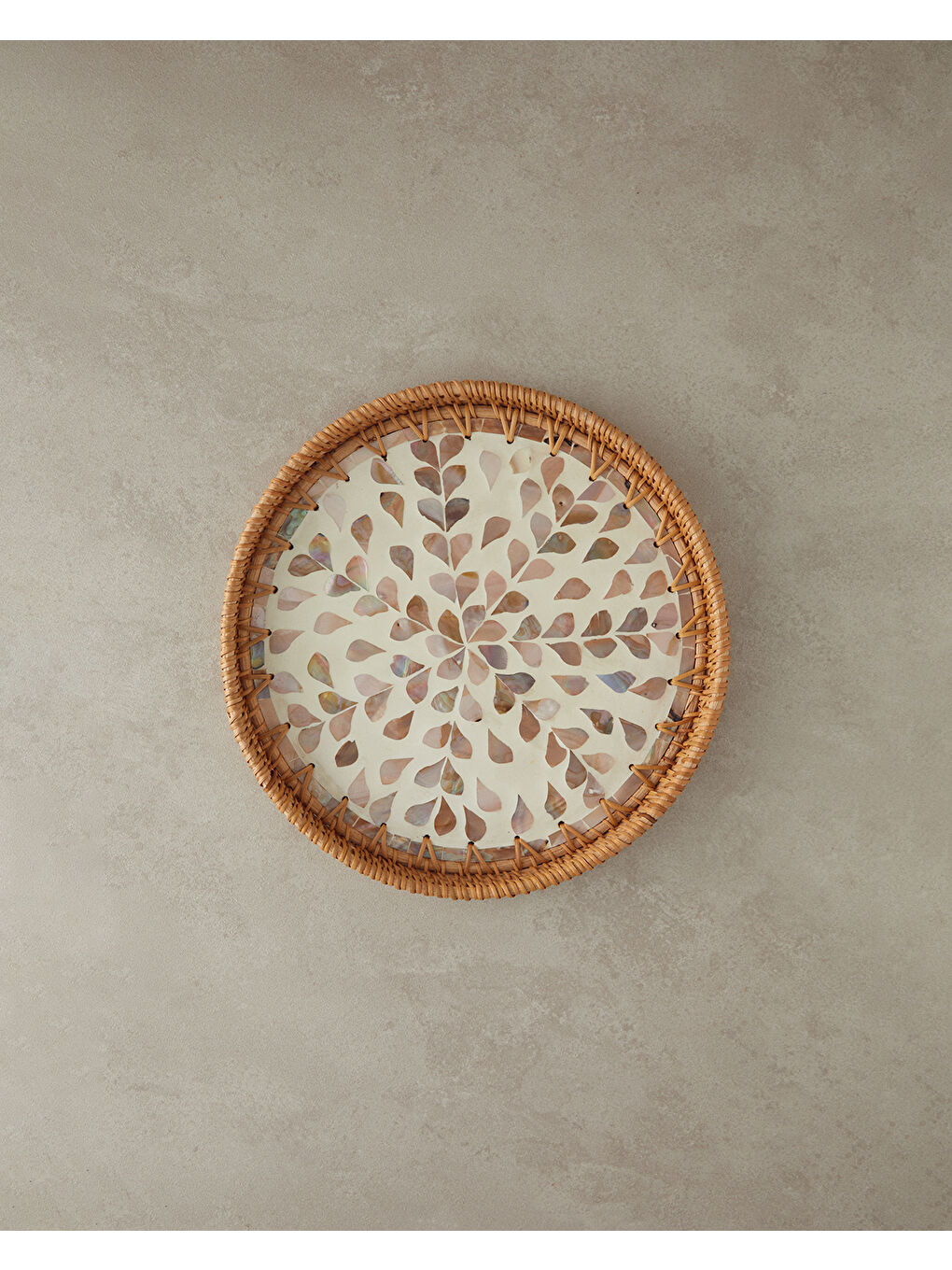 Louice Sedefli Rattan Tepsi Kahverengi-1