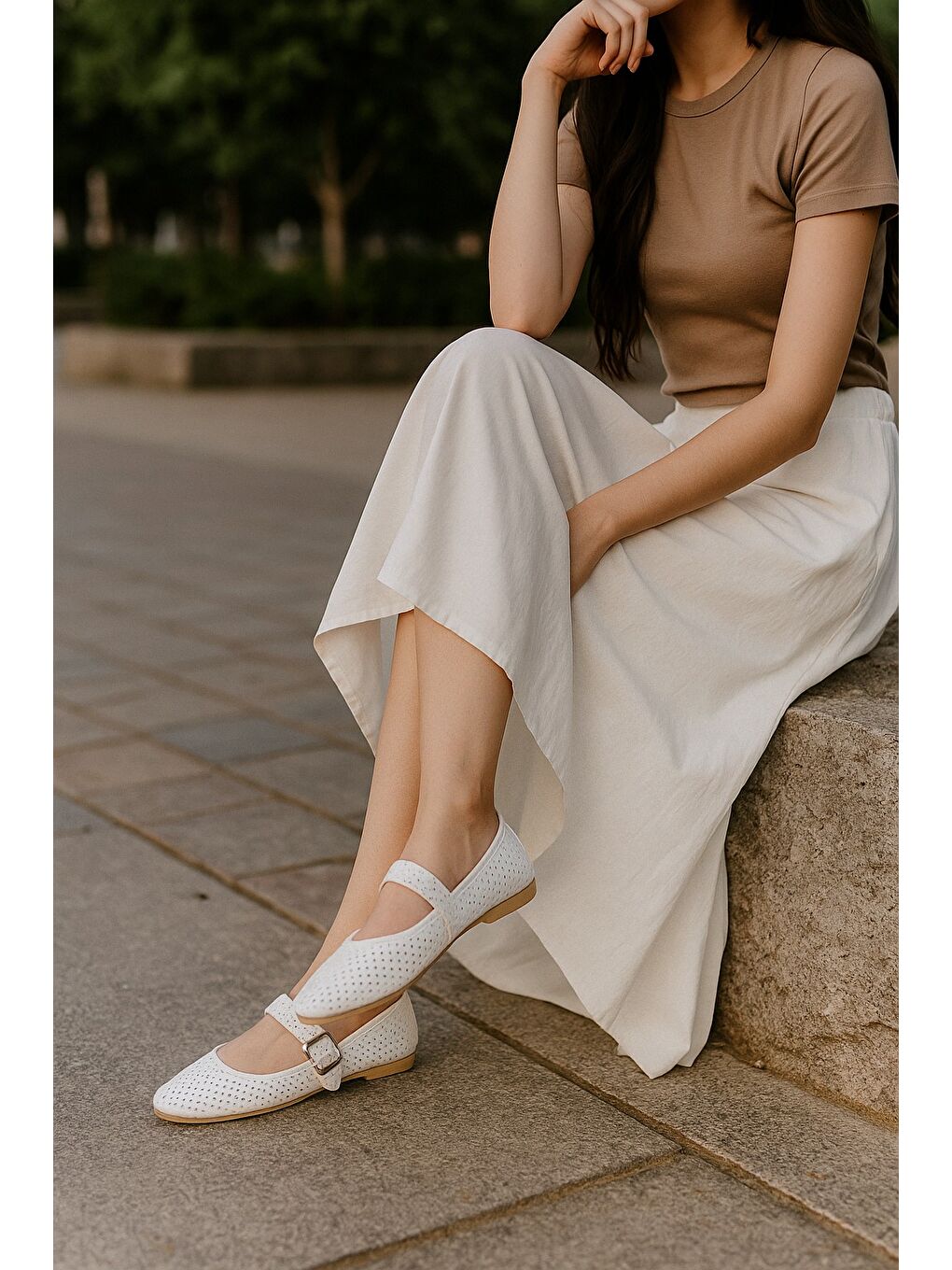 Beyaz MARY Kadın Babet Günlük Yazlık Bayan Ayakkabı-1