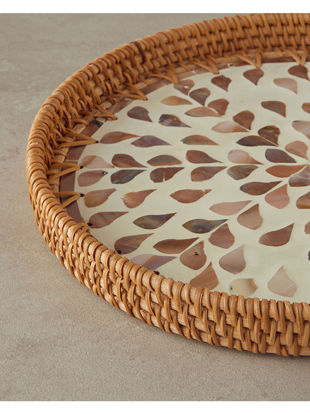 Louice Sedefli Rattan Tepsi Kahverengi-2