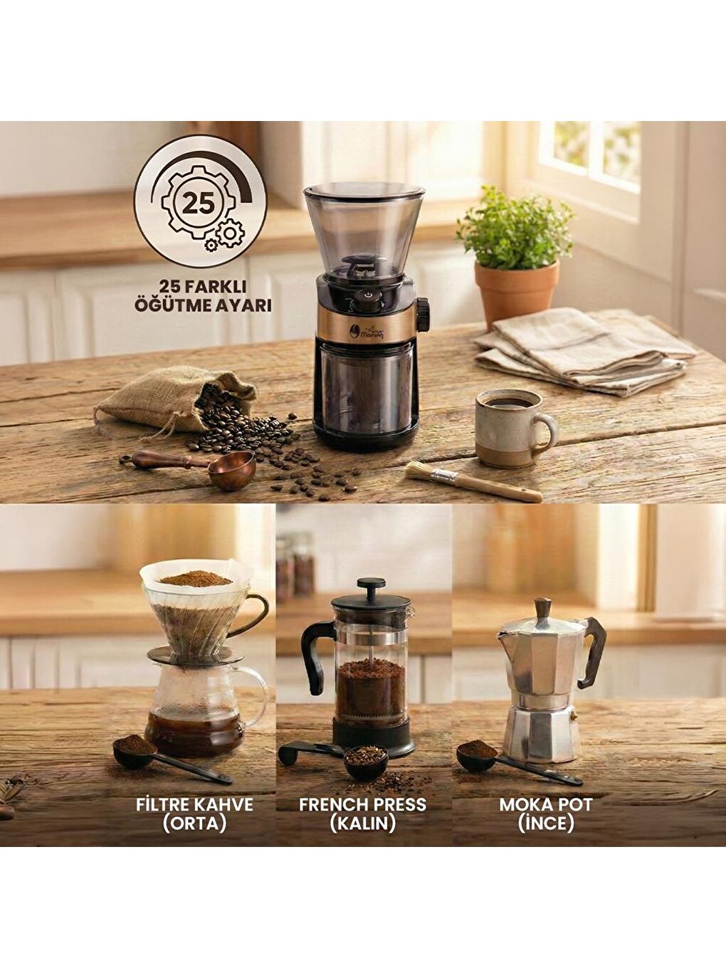 SH25836B Dijital Zamanlayıcılı 25 Öğütme Ayarlı Elektrikli Kahve Öğütücü-8