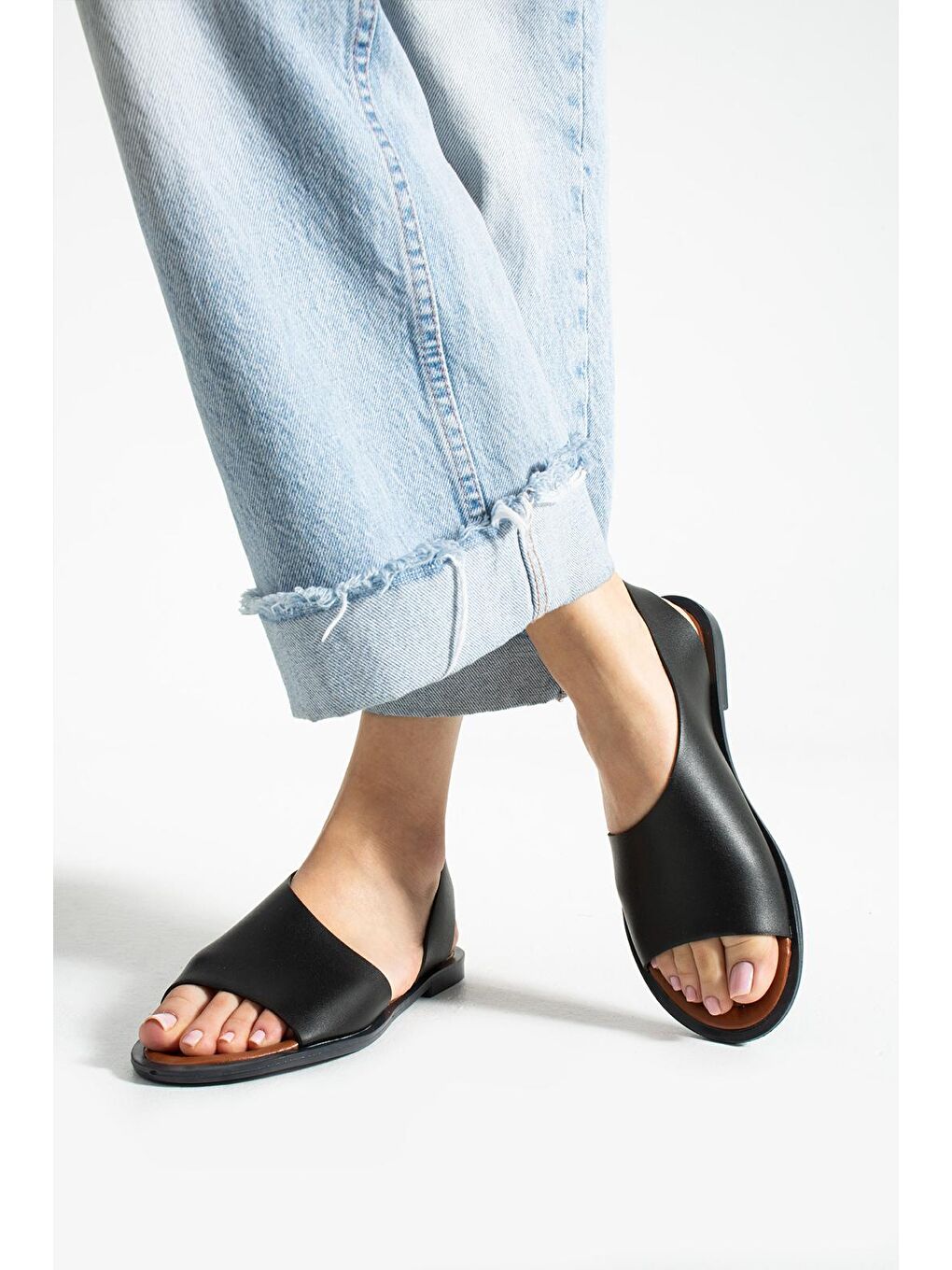 Siyah PWR MAYA Kadın Babet Sandalet Yazlık Ayakkabıt-1