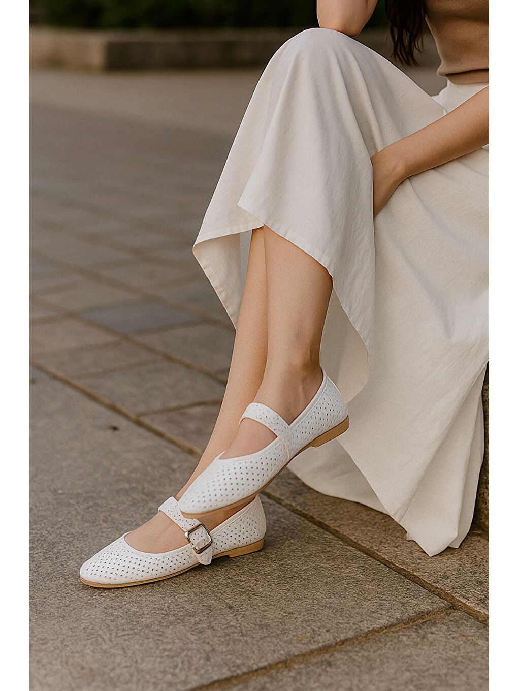 Beyaz MARY Kadın Babet Günlük Yazlık Bayan Ayakkabı-2