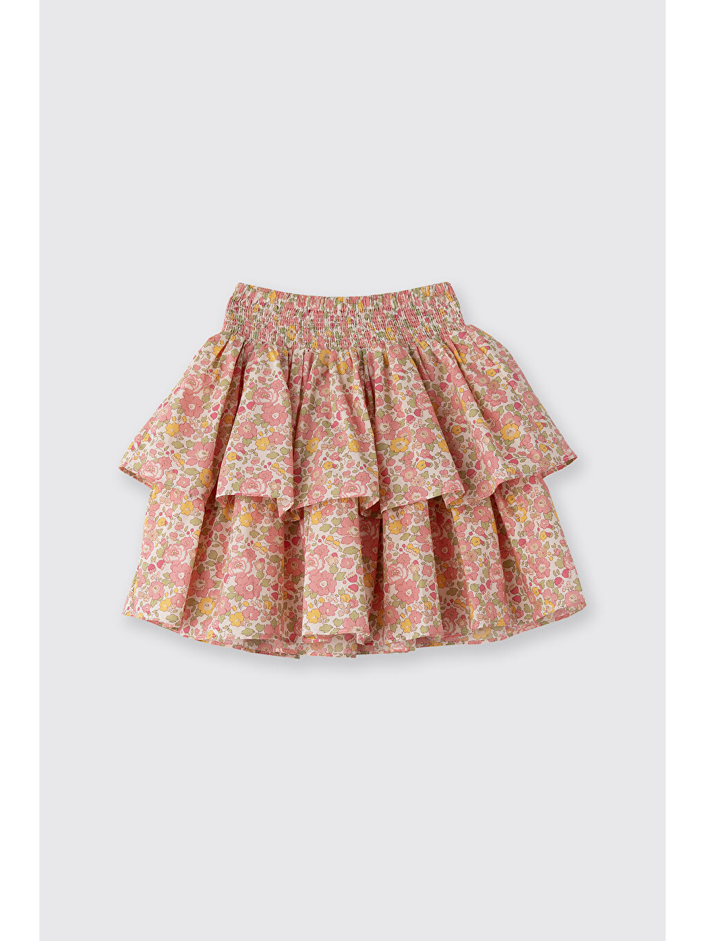 Pembe Liberty Kumaş Çiçek Desenli Kız Çocuk Etek-2