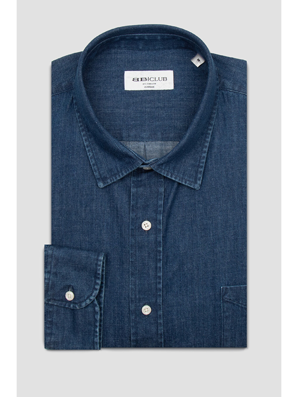 Rio Denim Pamuklu Oversize Fit Lacivert Klasik Yaka Erkek Düz Gömlek-3