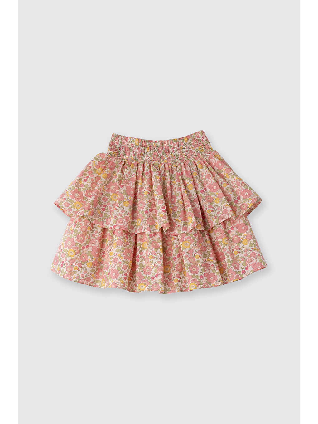 Pembe Liberty Kumaş Çiçek Desenli Kız Çocuk Etek-3