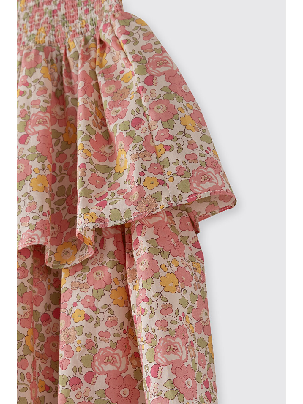 Pembe Liberty Kumaş Çiçek Desenli Kız Çocuk Etek-4