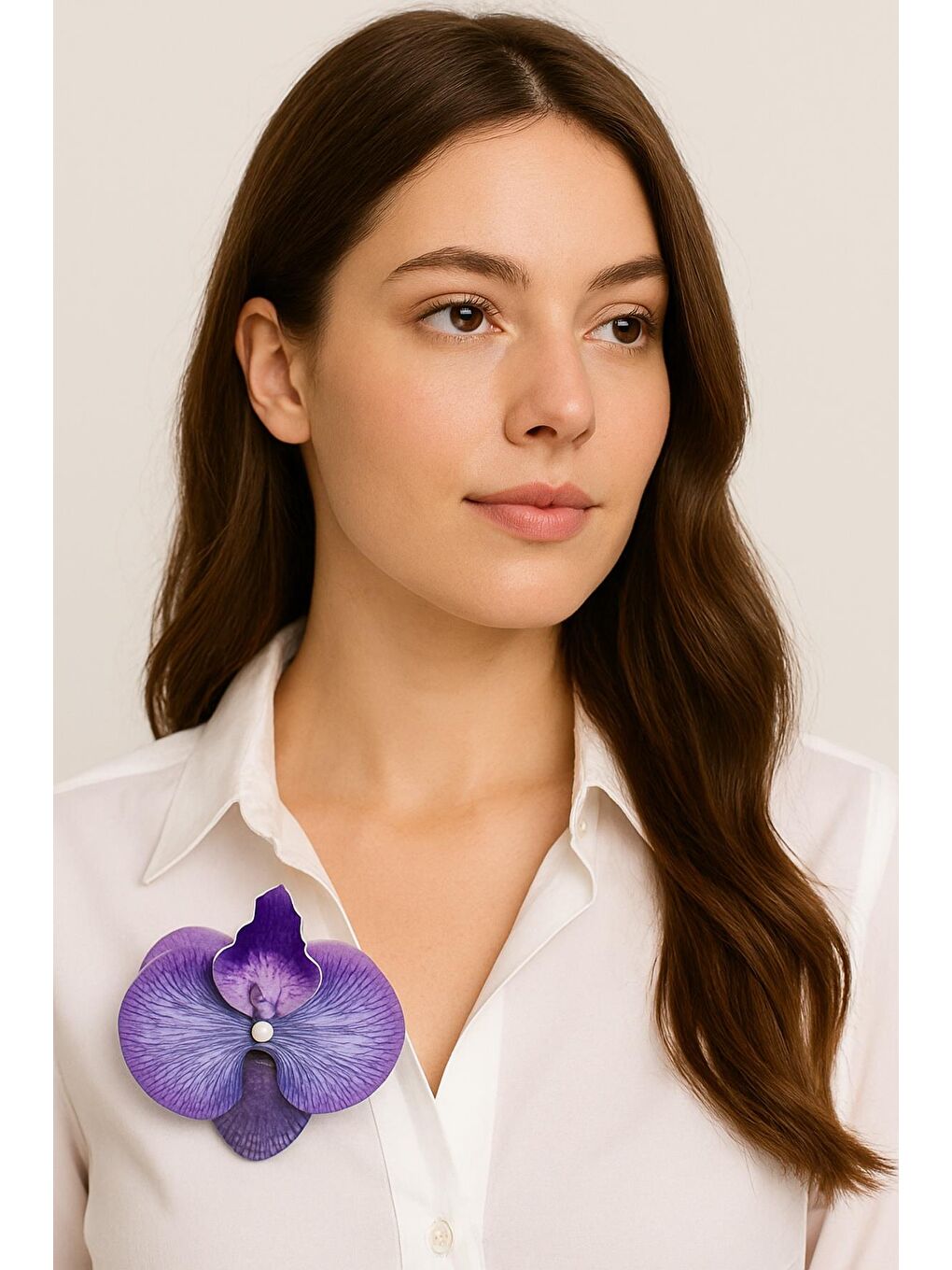 Mürdüm PENS-Aloha Orkide Çiçeği Süslü Çok Amaçlı Pens Toka-1