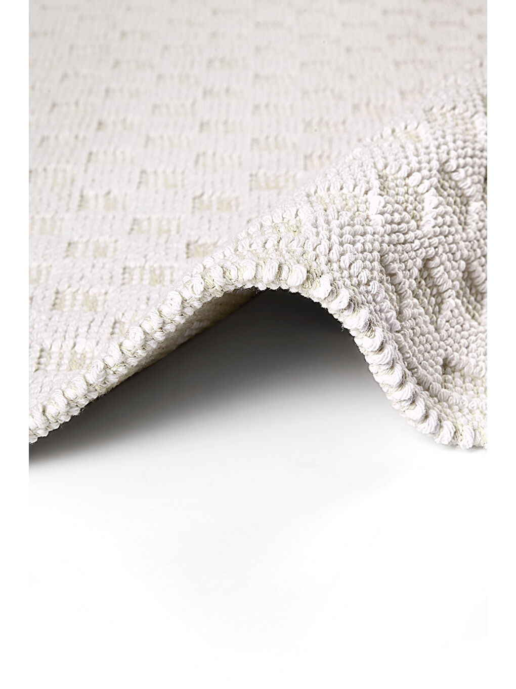 Checkers Doğal Pamuklu 2'li Banyo Paspas Seti 60x100+50x60 cm Beyaz-3