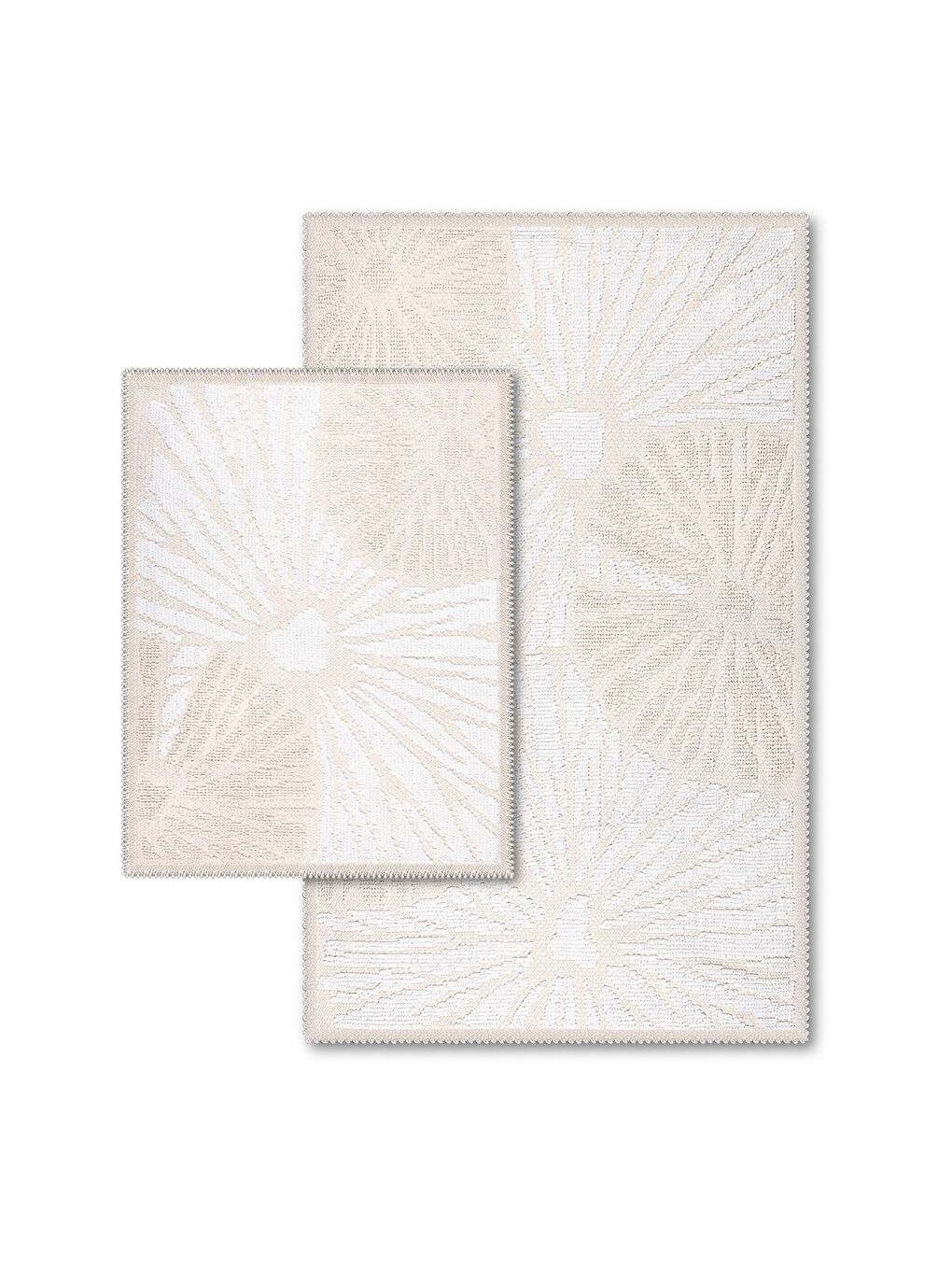 Angers Doğal Pamuklu 2'li Banyo Paspas Seti 60x100+50x60 Cm - Beyaz