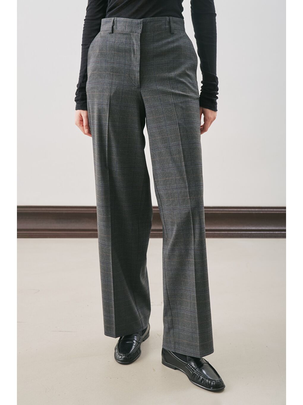 Klasik Ekose Pantolon Gri Ekose-1