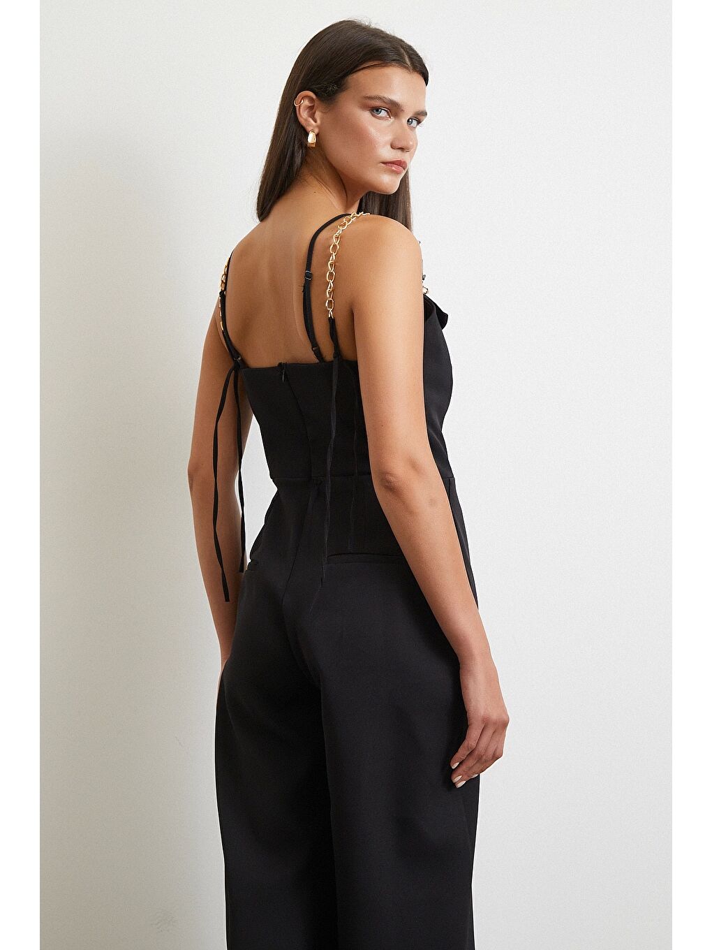 Zincir Detaylı Tulum Siyah-2