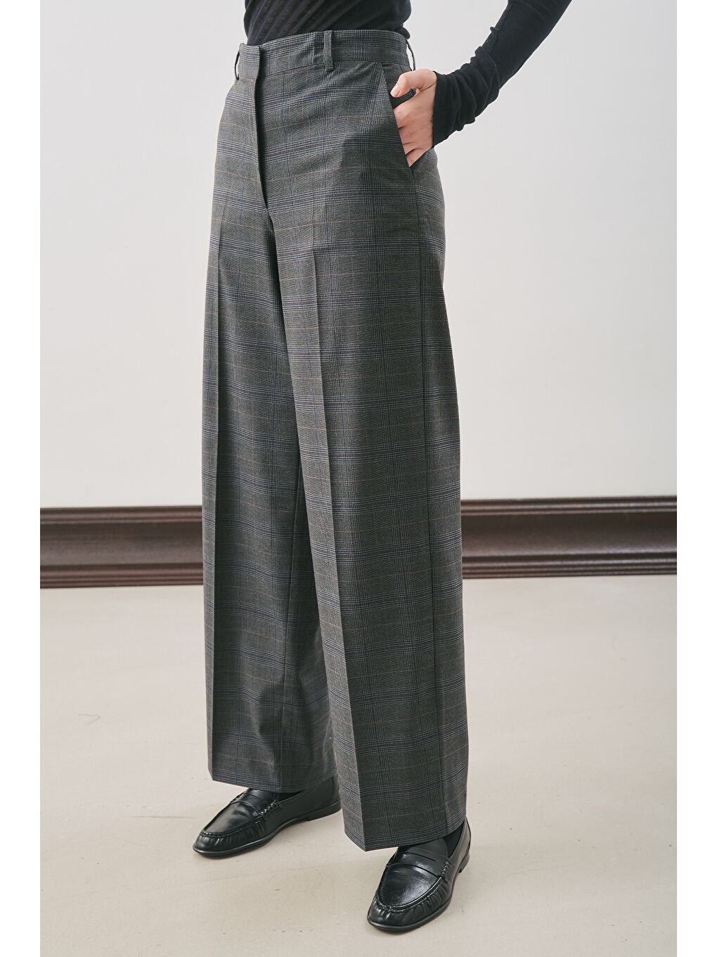 Klasik Ekose Pantolon Gri Ekose-2