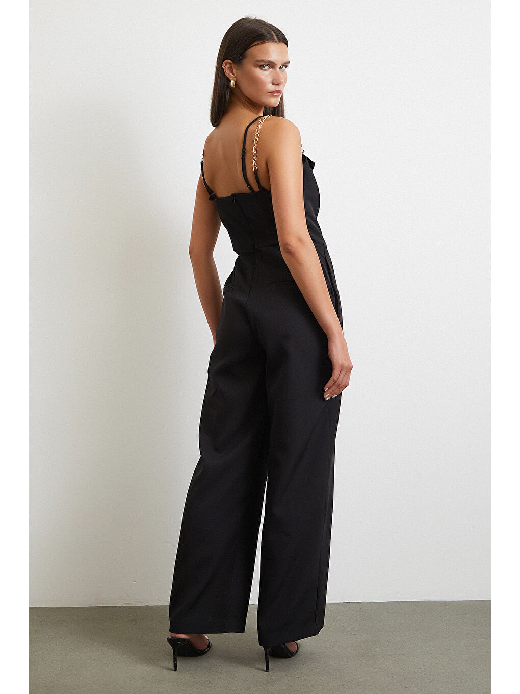 Zincir Detaylı Tulum Siyah-3