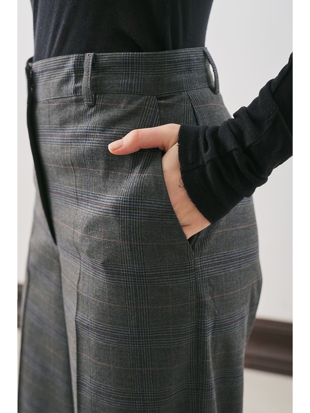 Klasik Ekose Pantolon Gri Ekose-3