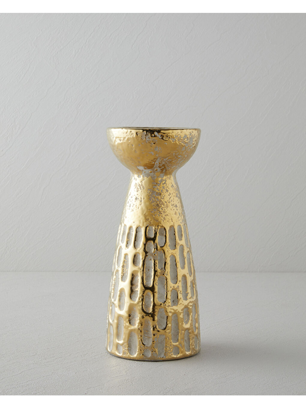 Sarı Silda Mumluk 25,5 cm Bronz
