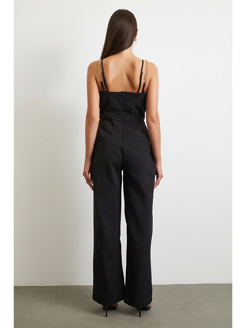 Zincir Detaylı Tulum Siyah-5