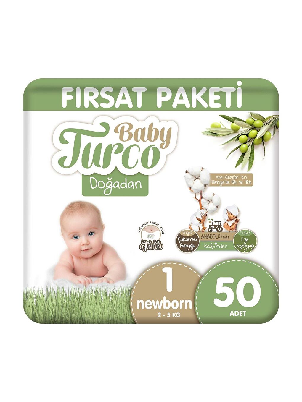 Doğadan Fırsat Paketi Bebek Bezi 1 Numara Newborn 50 Adet