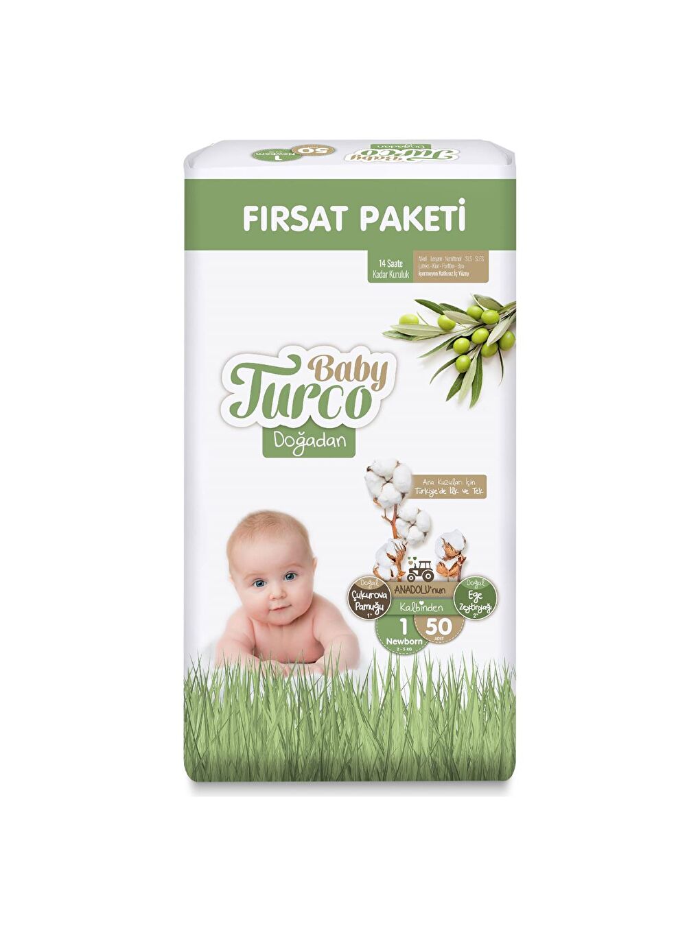 Doğadan Fırsat Paketi Bebek Bezi 1 Numara Newborn 50 Adet-1