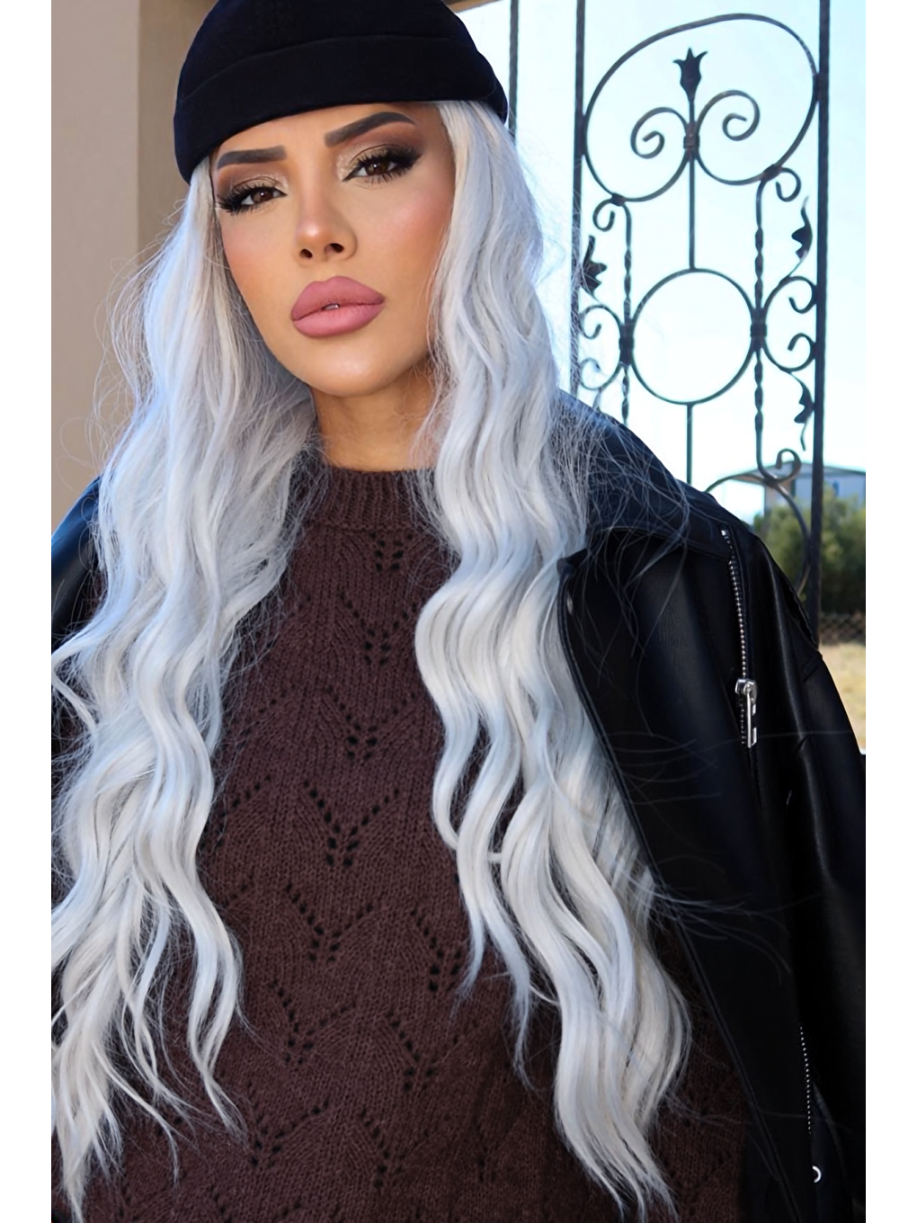 Kahverengi Yarım Balıkçı Yaka Desenli Triko Kazak E-133-3