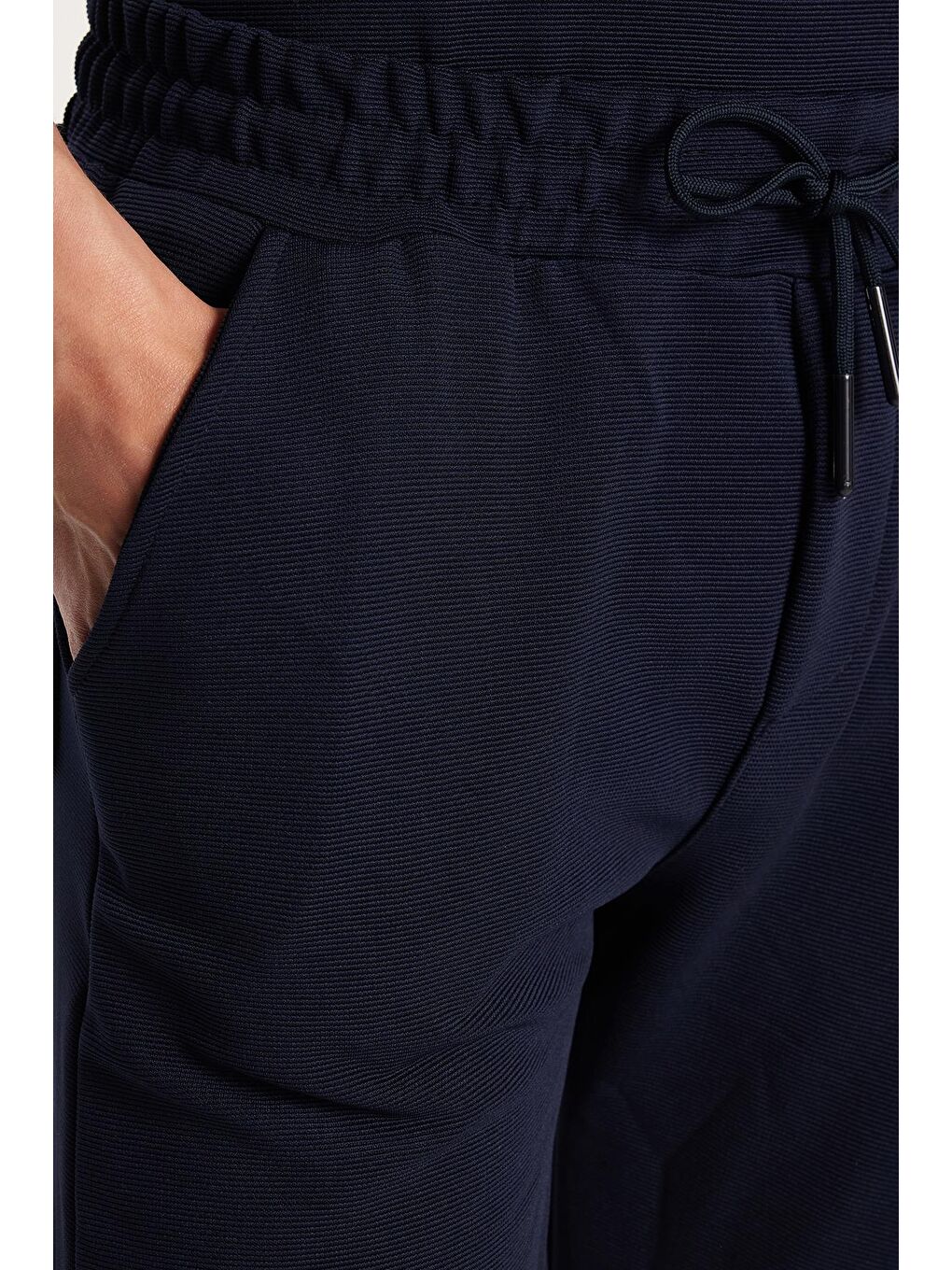 Erkek Standart Fit Pamuklu Fermuarlı Polo Yaka Beli Bağcıklı Lacivert Eşofman Takımı-3