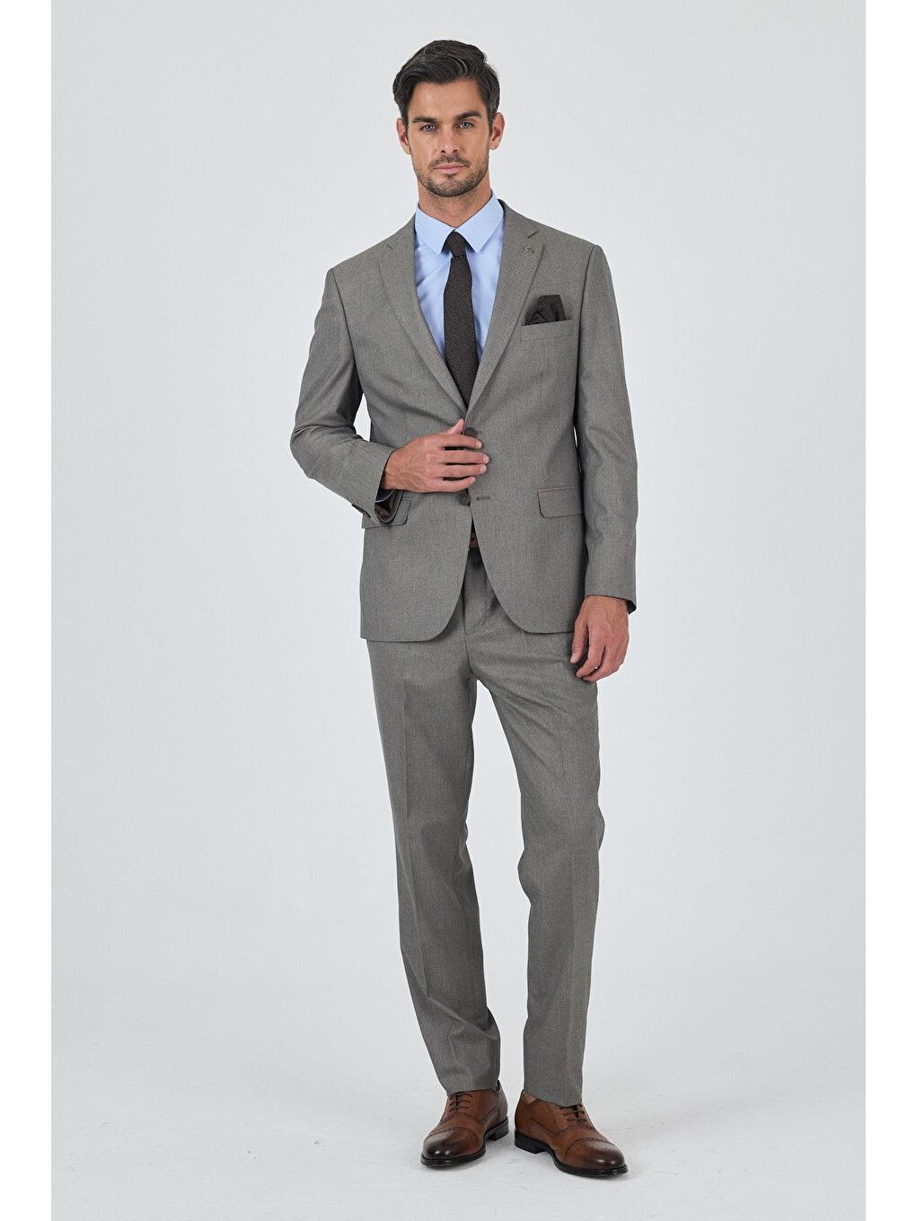 Bej Mono Yaka Esnek 6 Drop Comfort Fit Classic Takım Elbise 1001250152-3