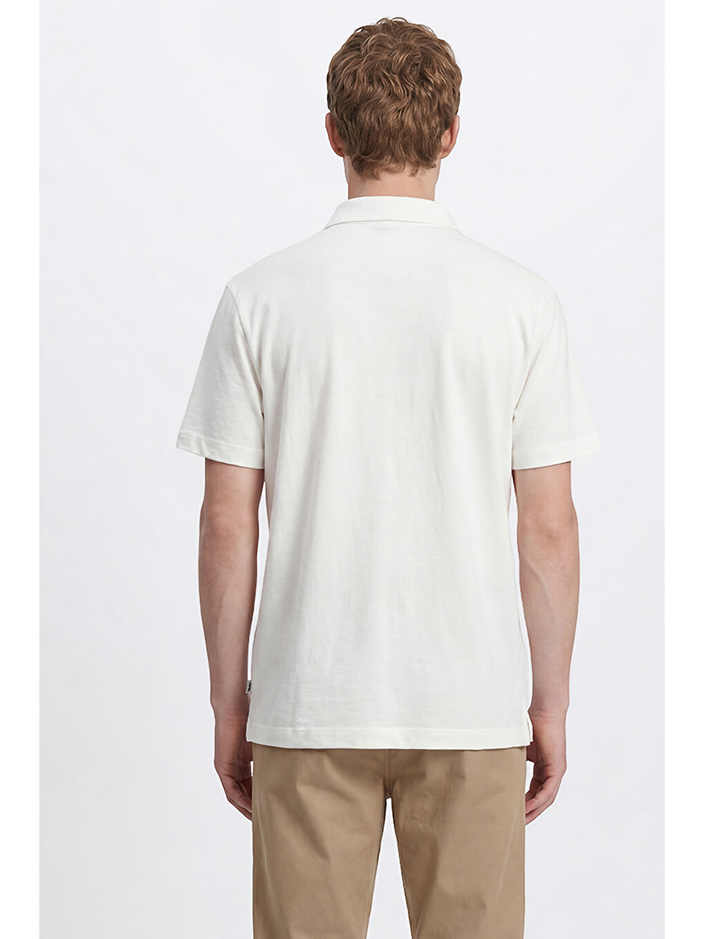Beyaz %100 Pamuk Regular Fit Normal Kesim Polo Yaka Tişört-4