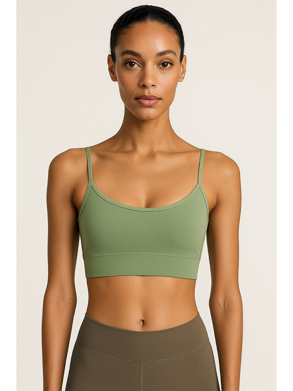 Yeşil İnce Askılı Toparlayıcı Spor Büstiyer