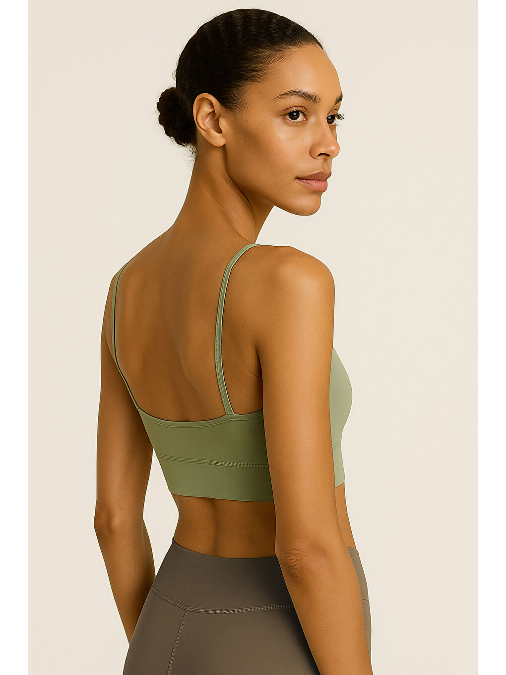 Yeşil İnce Askılı Toparlayıcı Spor Büstiyer-1