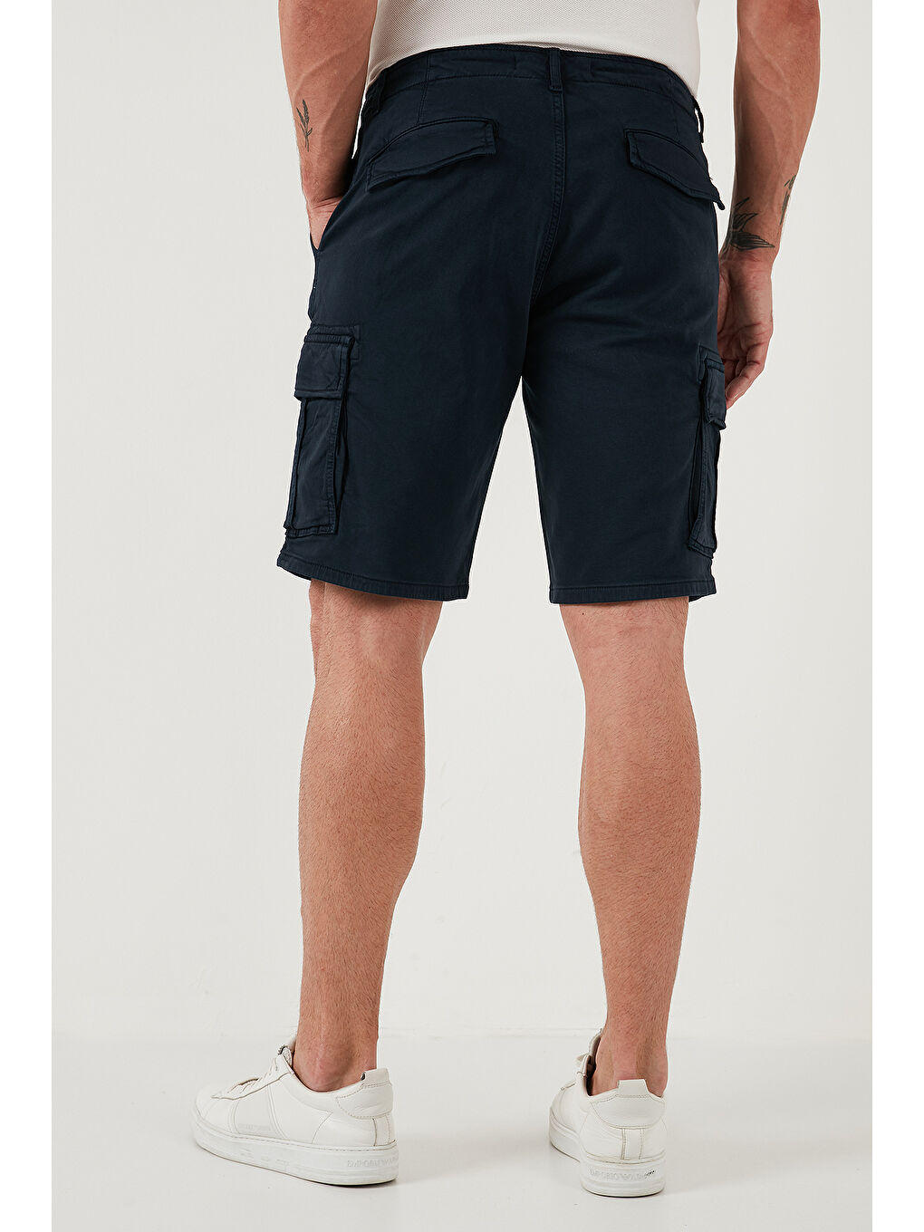 İndigo Streç Pamuklu Regular Fit Normal Bel Kargo Cepli Şort 4510S79MILAN-6