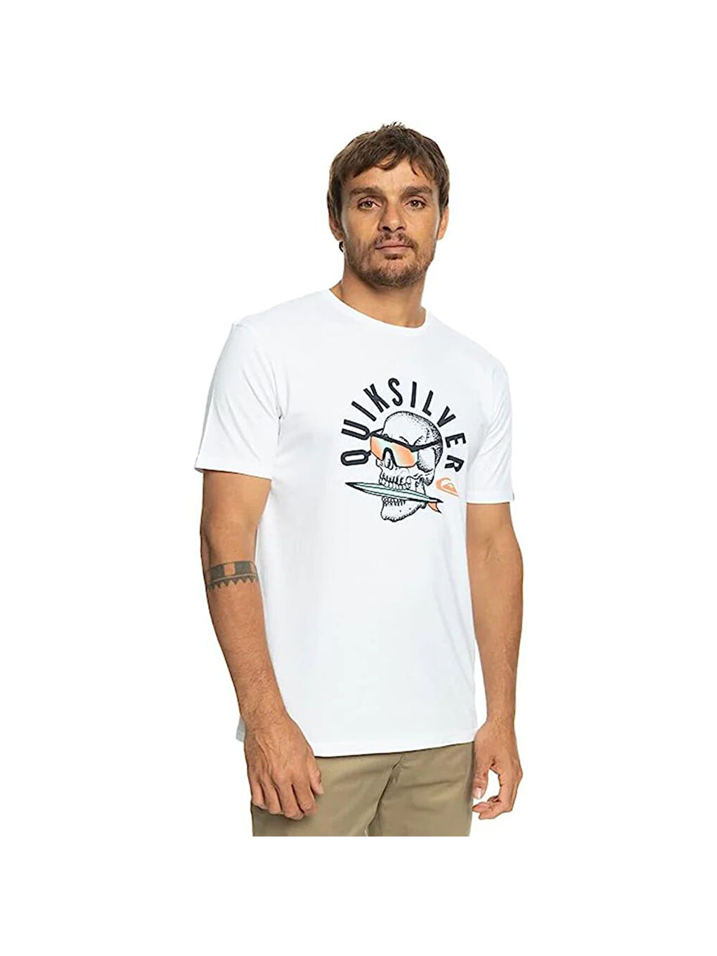 Beyaz Qsrockinskull Erkek Renkli Tişört-1
