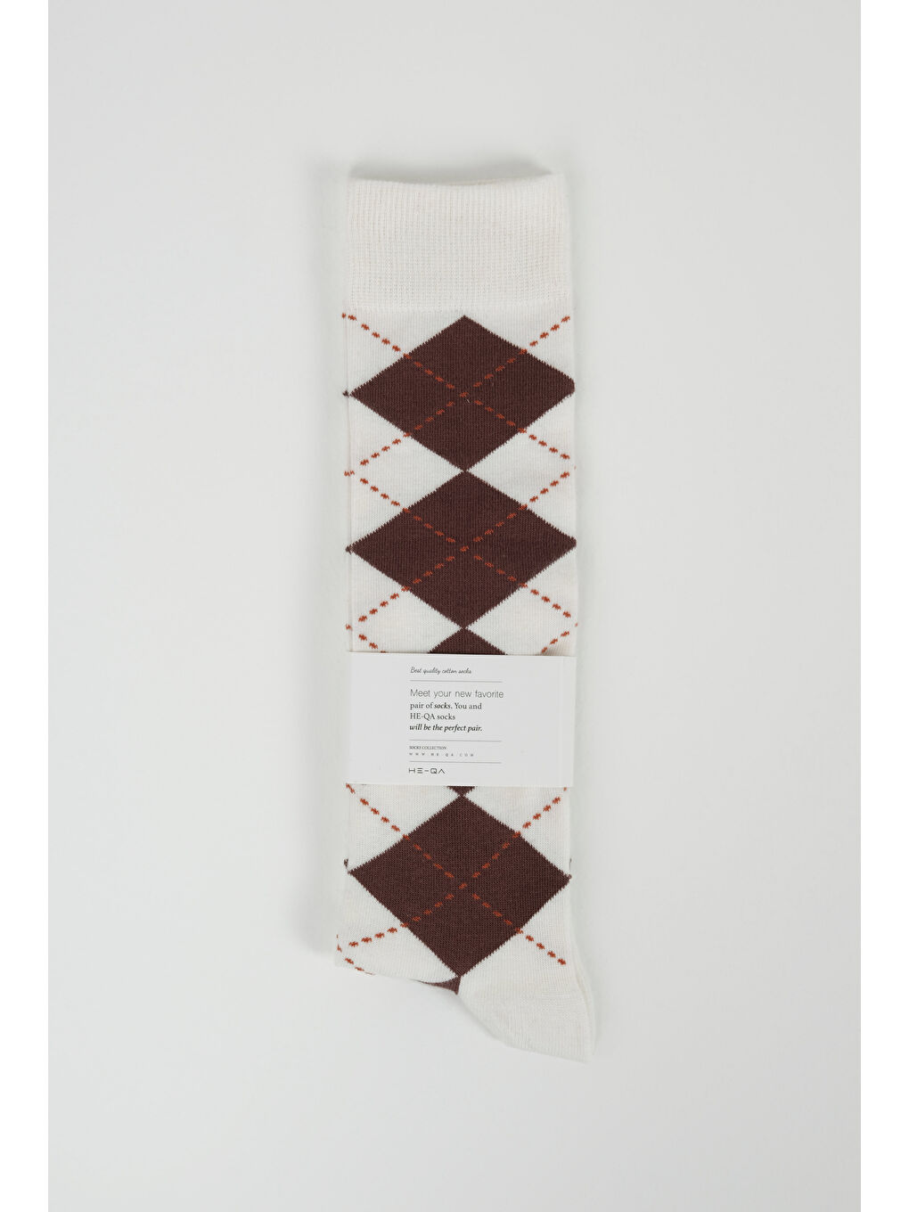 Baklava Desen Diz Altı Çorap Ekru-Kahve-2