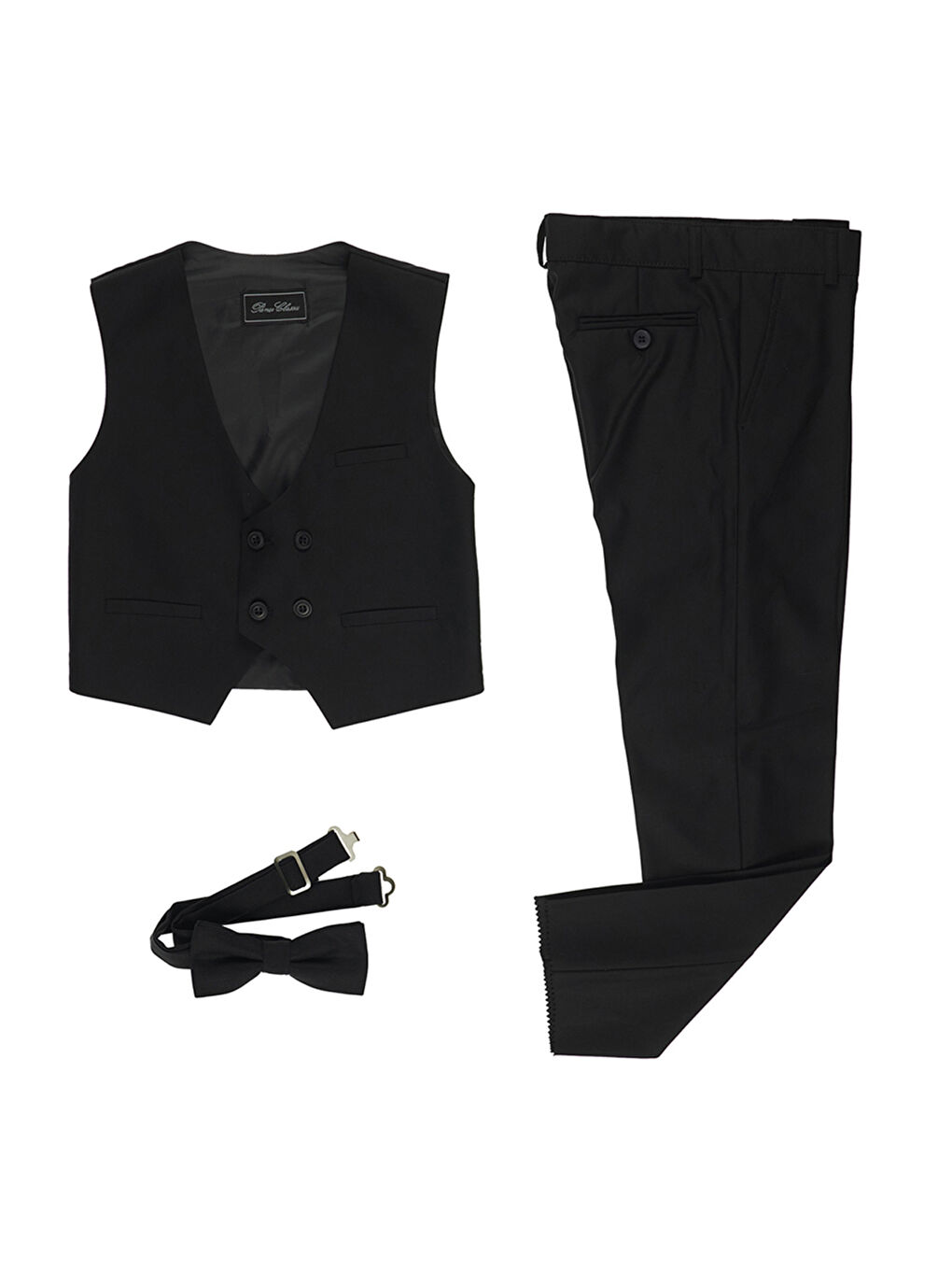 Erkek Çocuk Yelekli Siyah Smokin