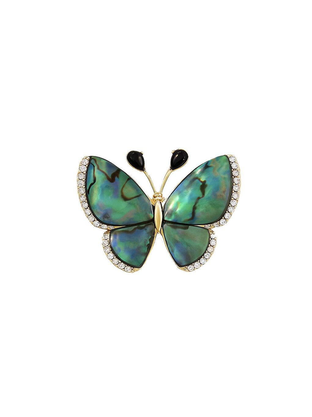Sarı Abalon Kelebek Modelli Broş Yaka İğnesi-1