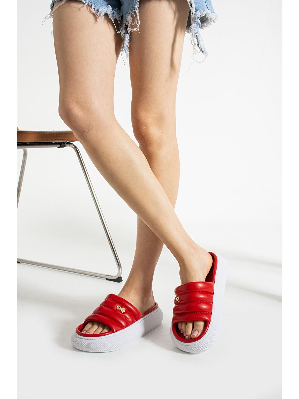 Kırmızı LOTUS Kadın Terlik Dış Mekan ve Ev Terliği Havuz Deniz Terliği-1